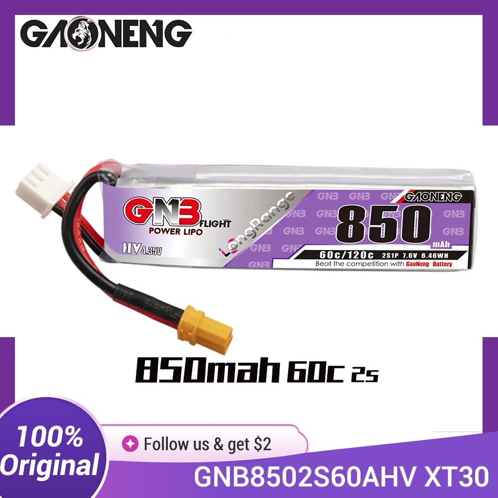 Drone Battery Li-Ion - GAONENG GNB LiPo Batteria 850mAh 2S
